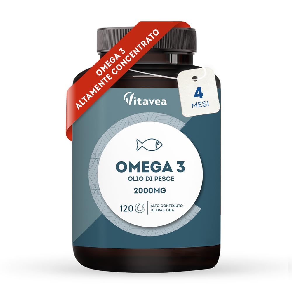 Omega 3 Fish Oil con 2000 mg Olio di Pesce – Supplente Omega 3 e Acidi Grassi Essenziali EPA DHASenza Sapore dopo la Deg