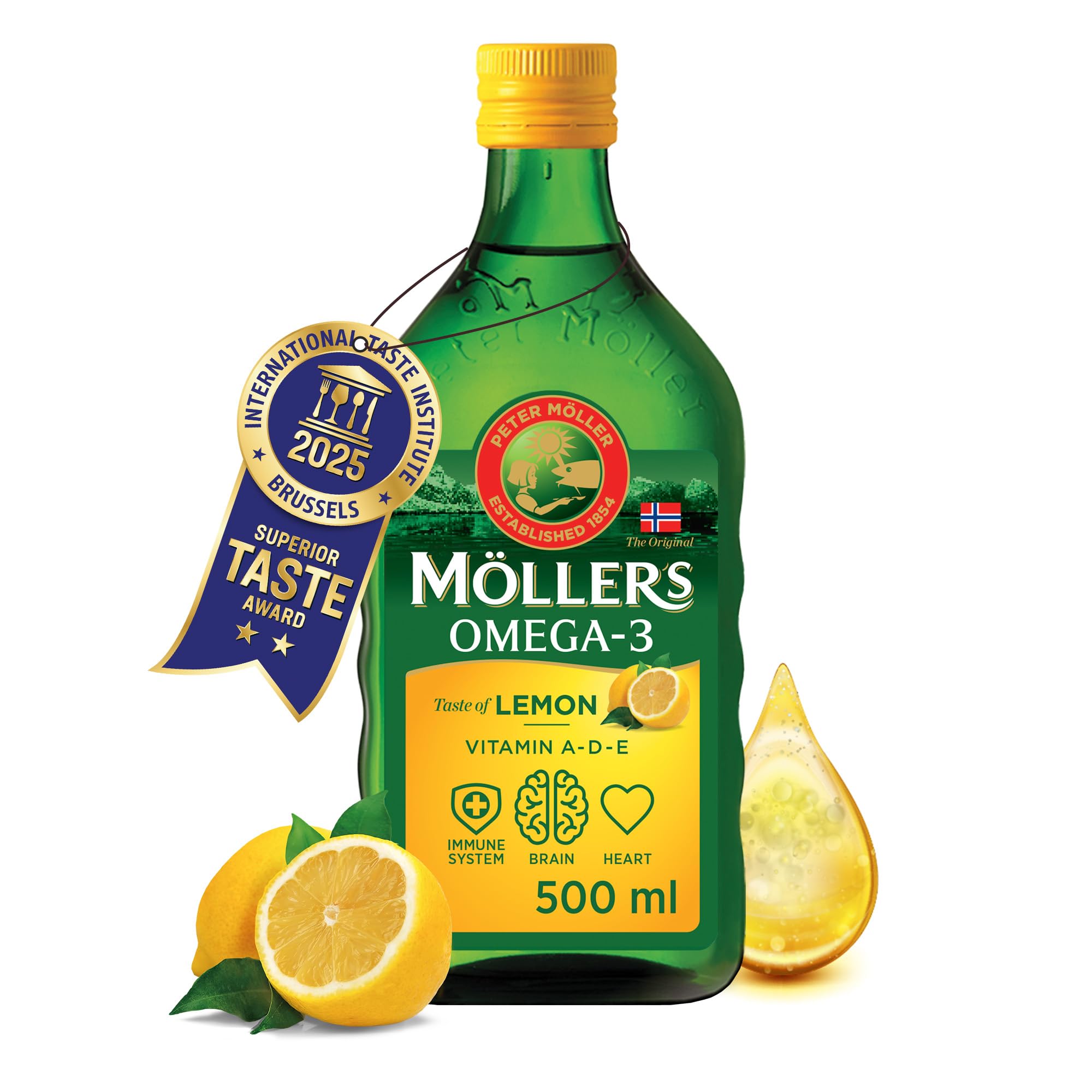  Moller's Omega 3 Cod Liver Oil - EPA, DHA e Vite A, D e E - Suo Taste Migliore con Selatta di Limone - 500ml
| Moller's