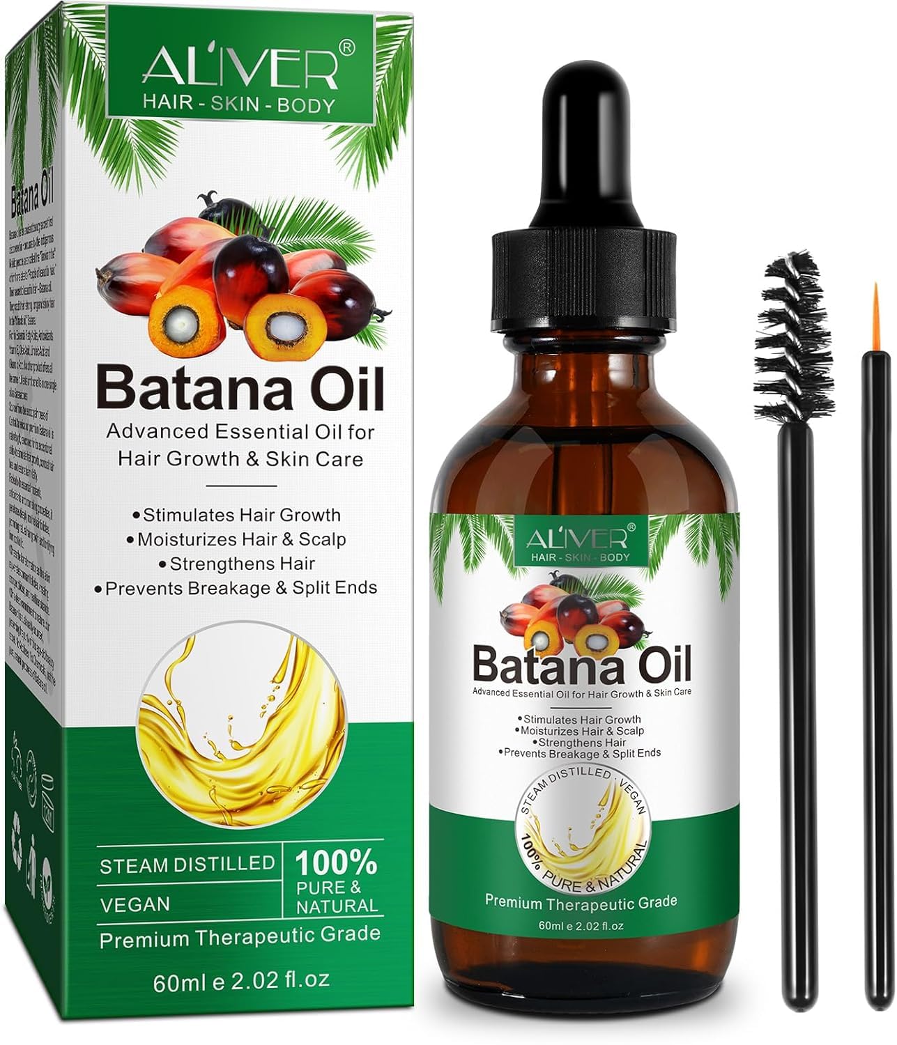  100% Pura Olio Batana Naturale per Crescita Capelli, Voi Scalp in Profondità, Strengthening per Capelli Sani (60ML)
| O