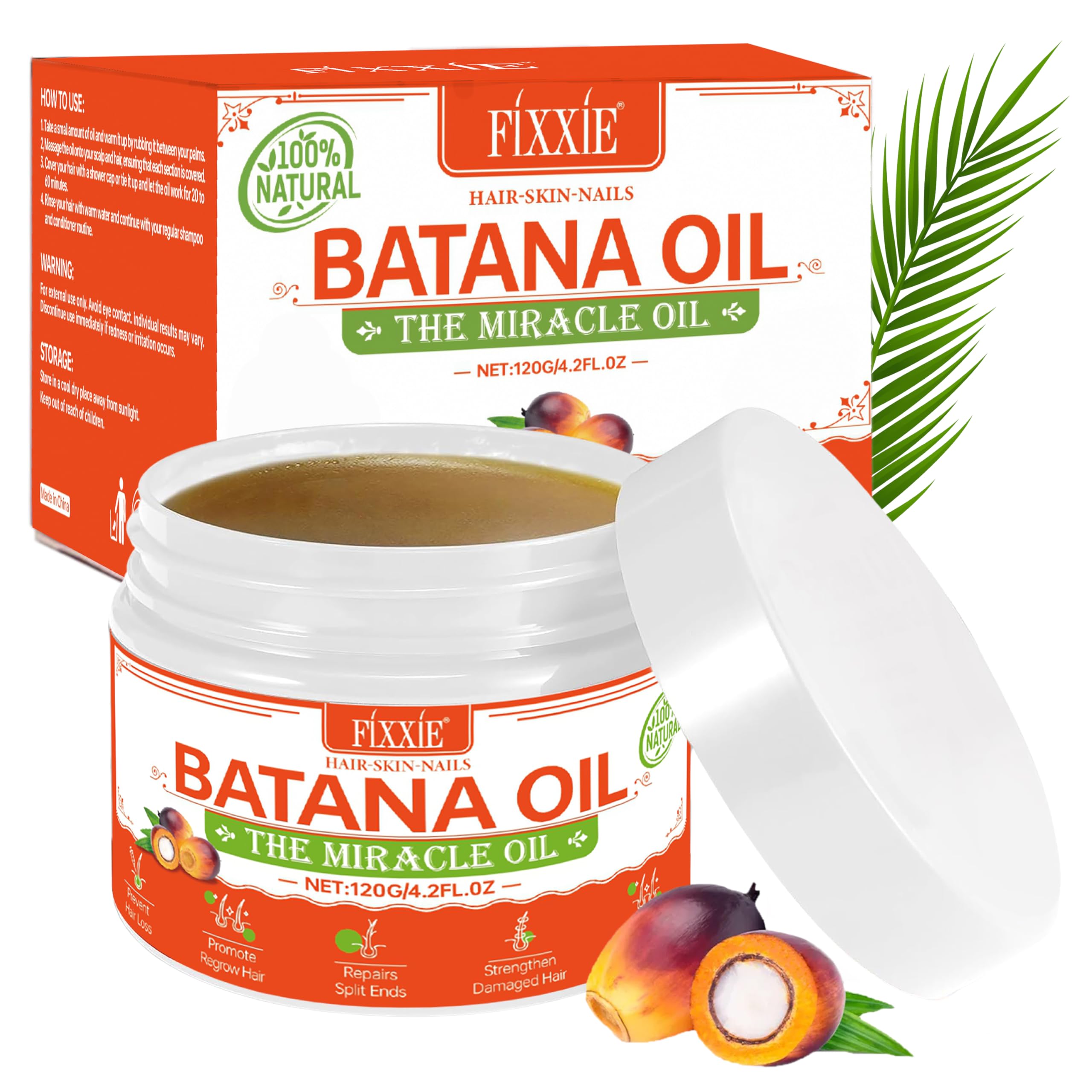  100% Pure Natural Raw Batana Oil per Capelli Crescita 120ml - Anti Caduta dei Capelli Maschile e Femminile
| Raw Batana